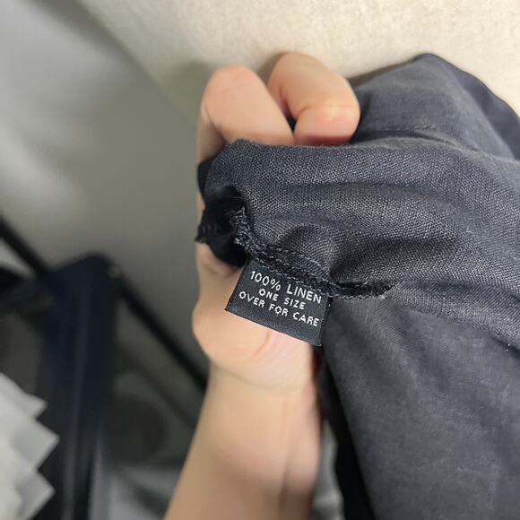 Krista Larson KL Playwear Tank Top OS Black Linen Asymmetric Lagenlook USA Made - Picture 10 of 11